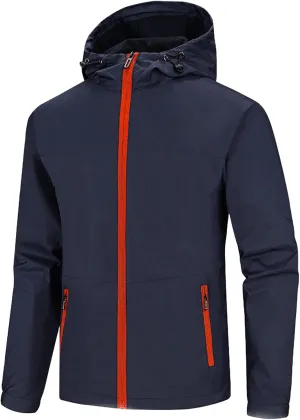 Men's Rain Suit Comfy Lightweight Active Water Resistant Hooded Rain Jacket Outdoor Hiking Rain Gear for Leisure