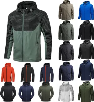 Men's Rain Suit Fashion Lightweight Active Water Resistant Hooded Rain Jacket Outdoor Breathable Rain Gear for Leisure