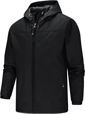 Men's Rain Suit Fashion Lightweight Active Water Resistant Hooded Rain Jacket Outdoor Cycling Rain Gear for Leisure