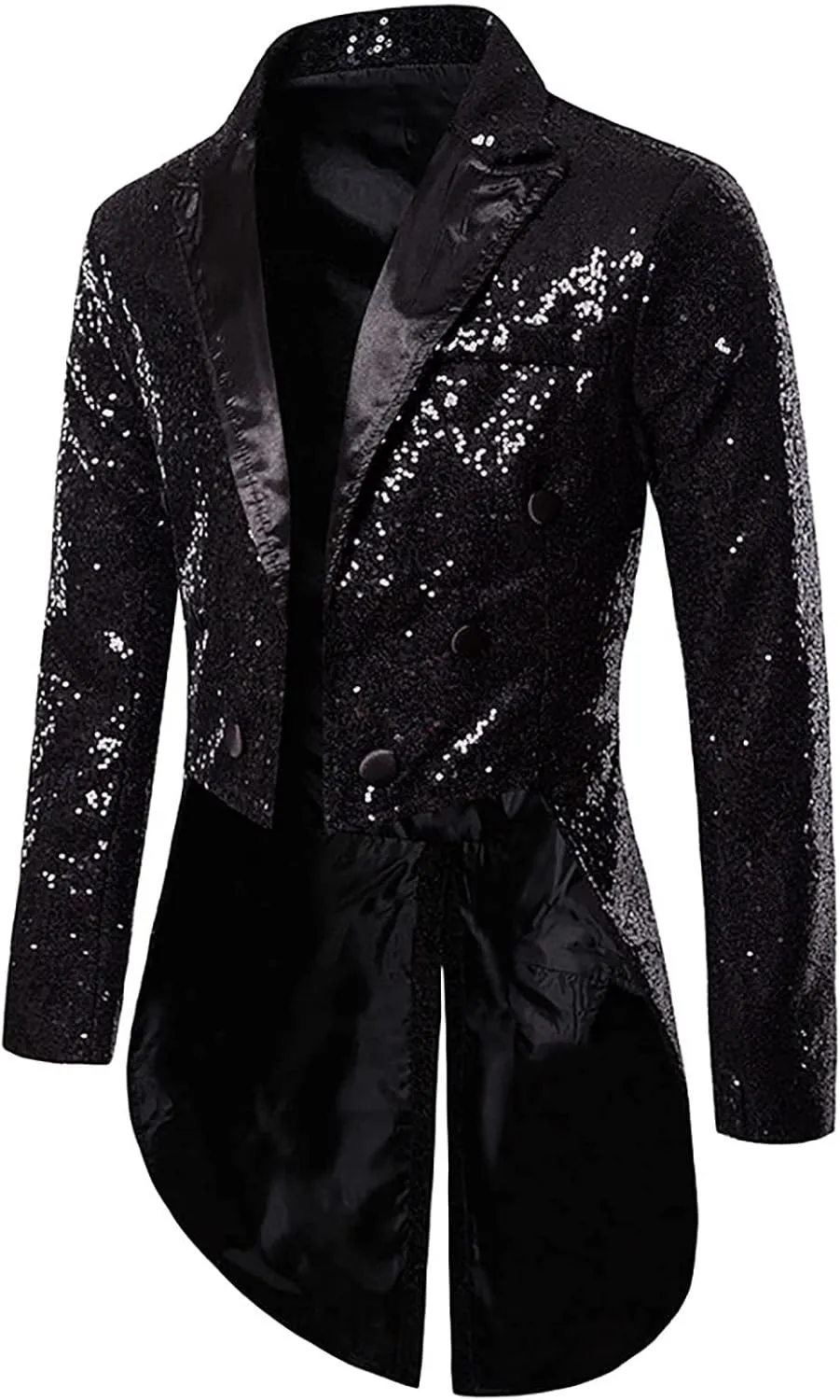 Mens Sequin Tuxedo Tailcoat Swallowtail Suit Jacket Dinner Prom Party Wedding Blazer Slim Fit Show Tux Dress Coat