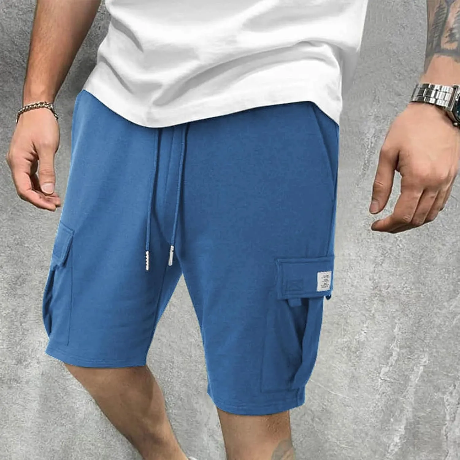 Men's Shorts Casual Relaxed Fit Elastic Waist Drawstring Workout Summer Solid Lightweight Basic Men's Shorts