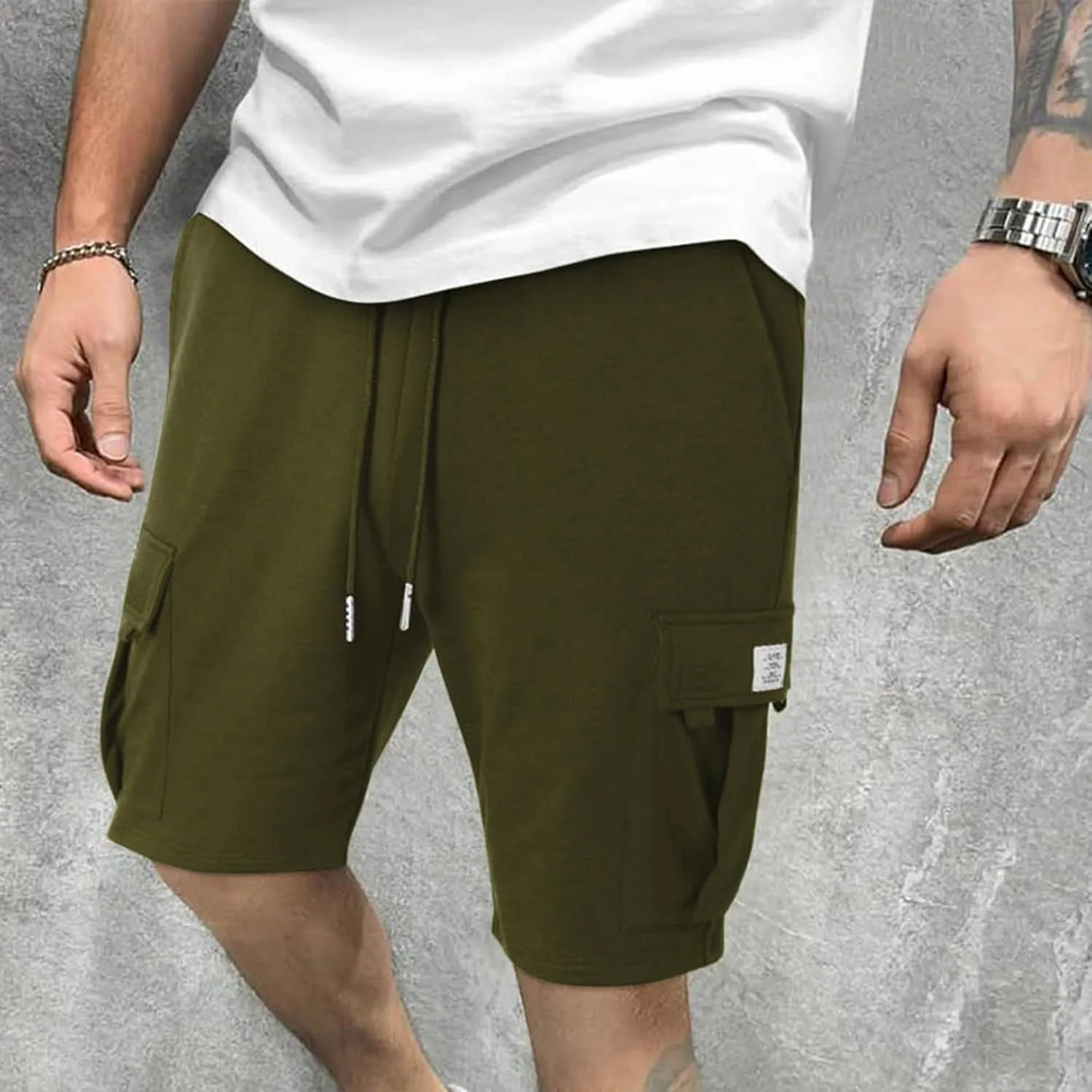 Men's Shorts Casual Relaxed Fit Elastic Waist Drawstring Workout Summer Solid Lightweight Basic Men's Shorts