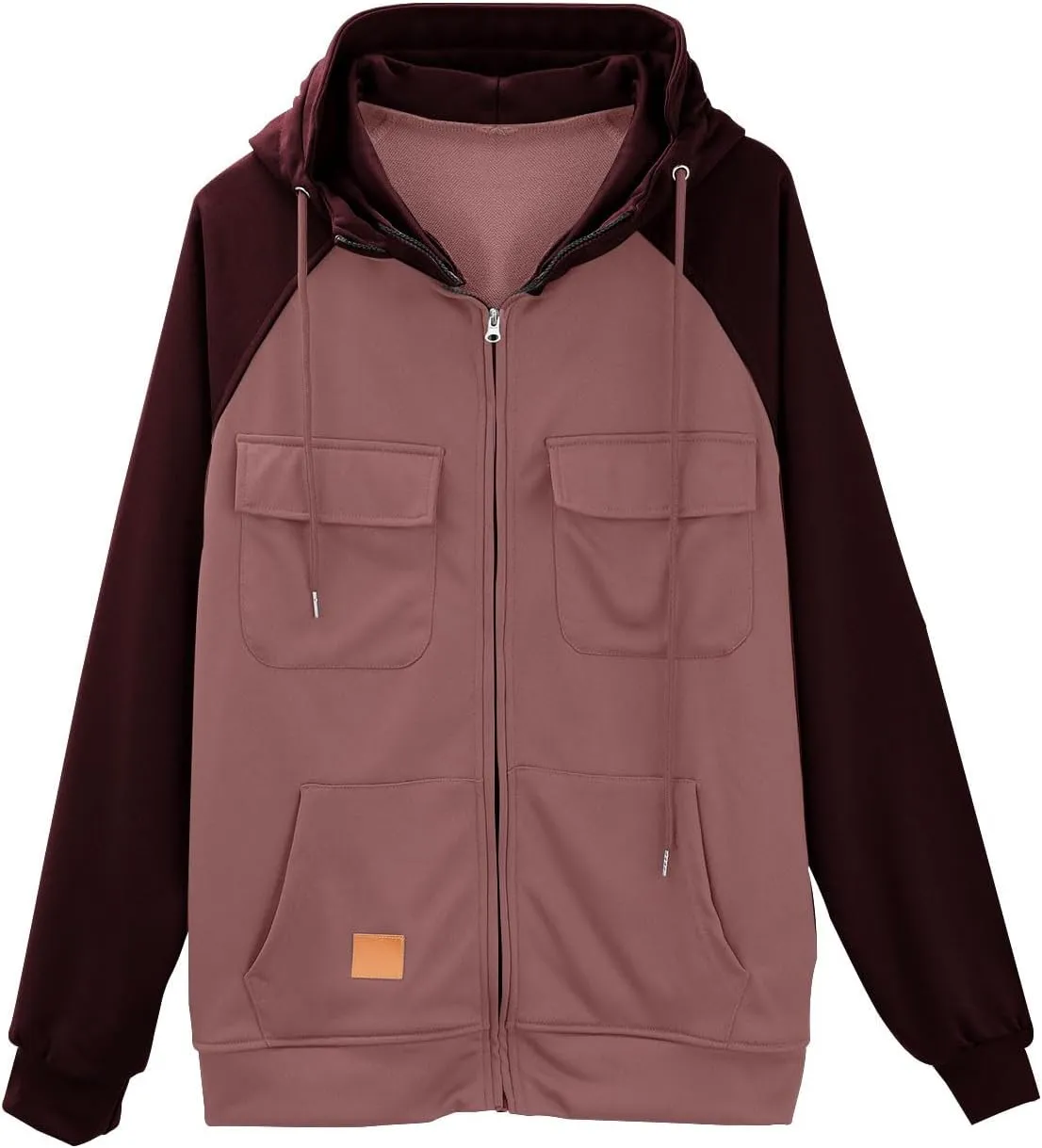 Men's Tactical Jacket Hooded Cargo Coats Color Block Military Jackets with Multi Pockets