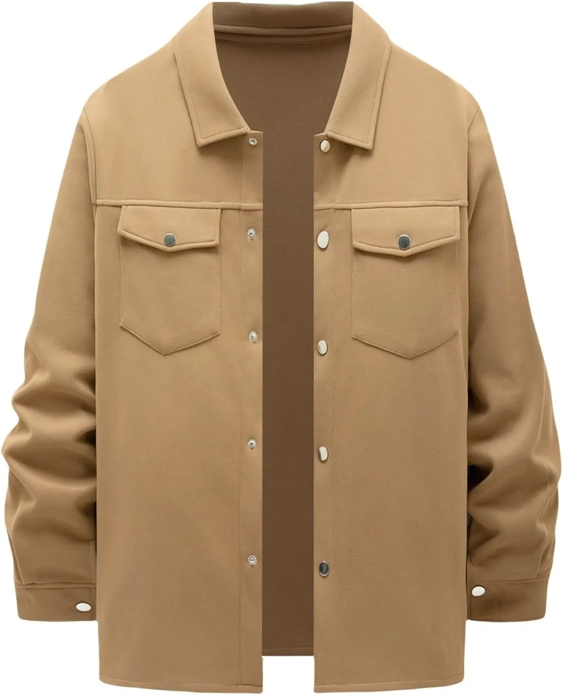 Mens Work Shirt Jackets Casual Lightweight Button Down Cargo Jackets with Flap Pockets Slim Fit Overshirt Shackets