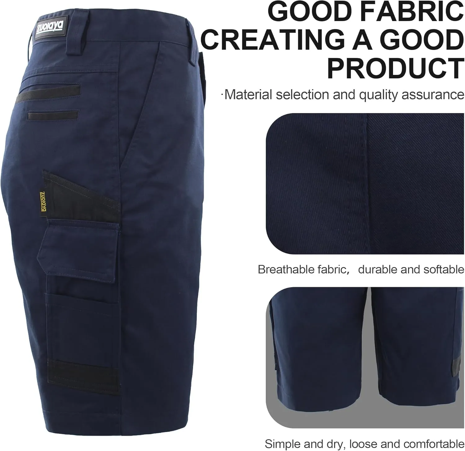 Men's Work Utility Shorts Lightweight Relaxed-Fit Multi-Pocket Work Short.