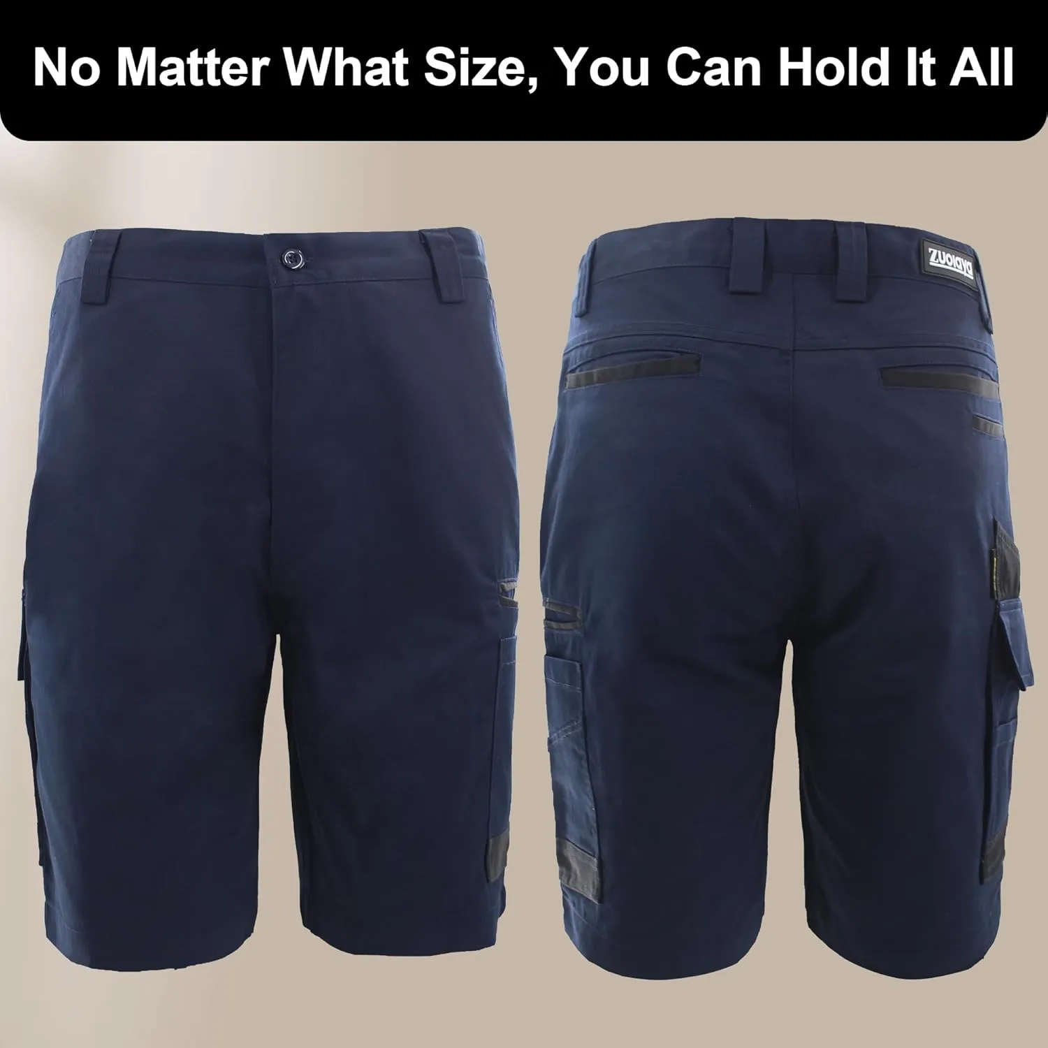 Men's Work Utility Shorts Lightweight Relaxed-Fit Multi-Pocket Work Short.