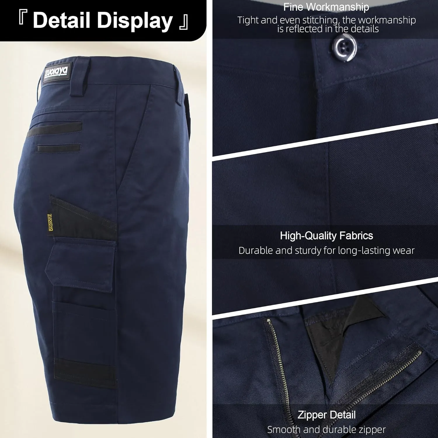 Men's Work Utility Shorts Lightweight Relaxed-Fit Multi-Pocket Work Short.