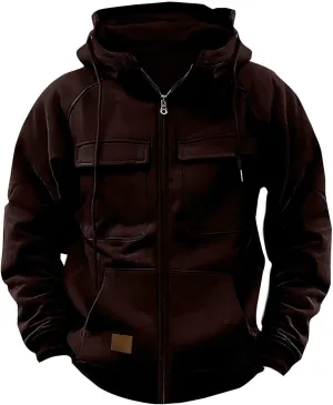 Mens Zip Up Tactical Hoodies Big and Tall Work Military Cargo Hooded Sweatshirt Hippie Aztec Cowboy Pullover Hoodies