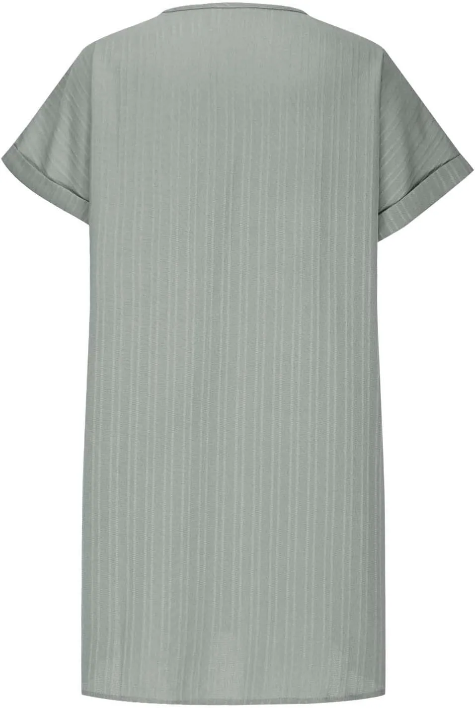 Mini Dresses for Women Summer Casual Button V Neck Cuffed Sleeve Striped Hide Belly Loose Vacation Shift Dress