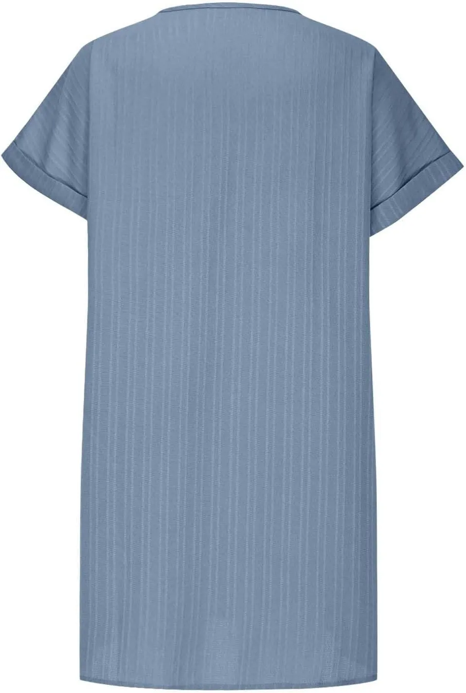 Mini Dresses for Women Summer Casual Button V Neck Cuffed Sleeve Striped Hide Belly Loose Vacation Shift Dress
