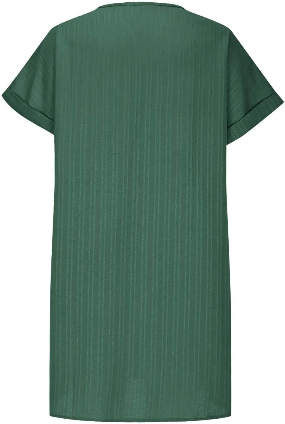 Mini Dresses for Women Summer Casual Button V Neck Cuffed Sleeve Striped Hide Belly Loose Vacation Shift Dress