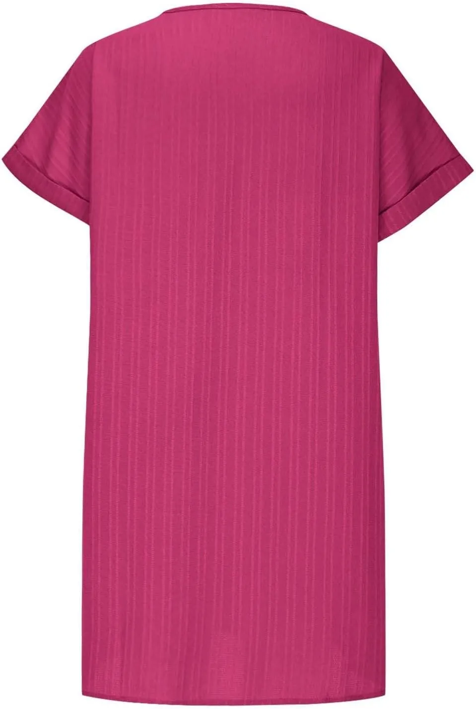 Mini Dresses for Women Summer Casual Button V Neck Cuffed Sleeve Striped Hide Belly Loose Vacation Shift Dress