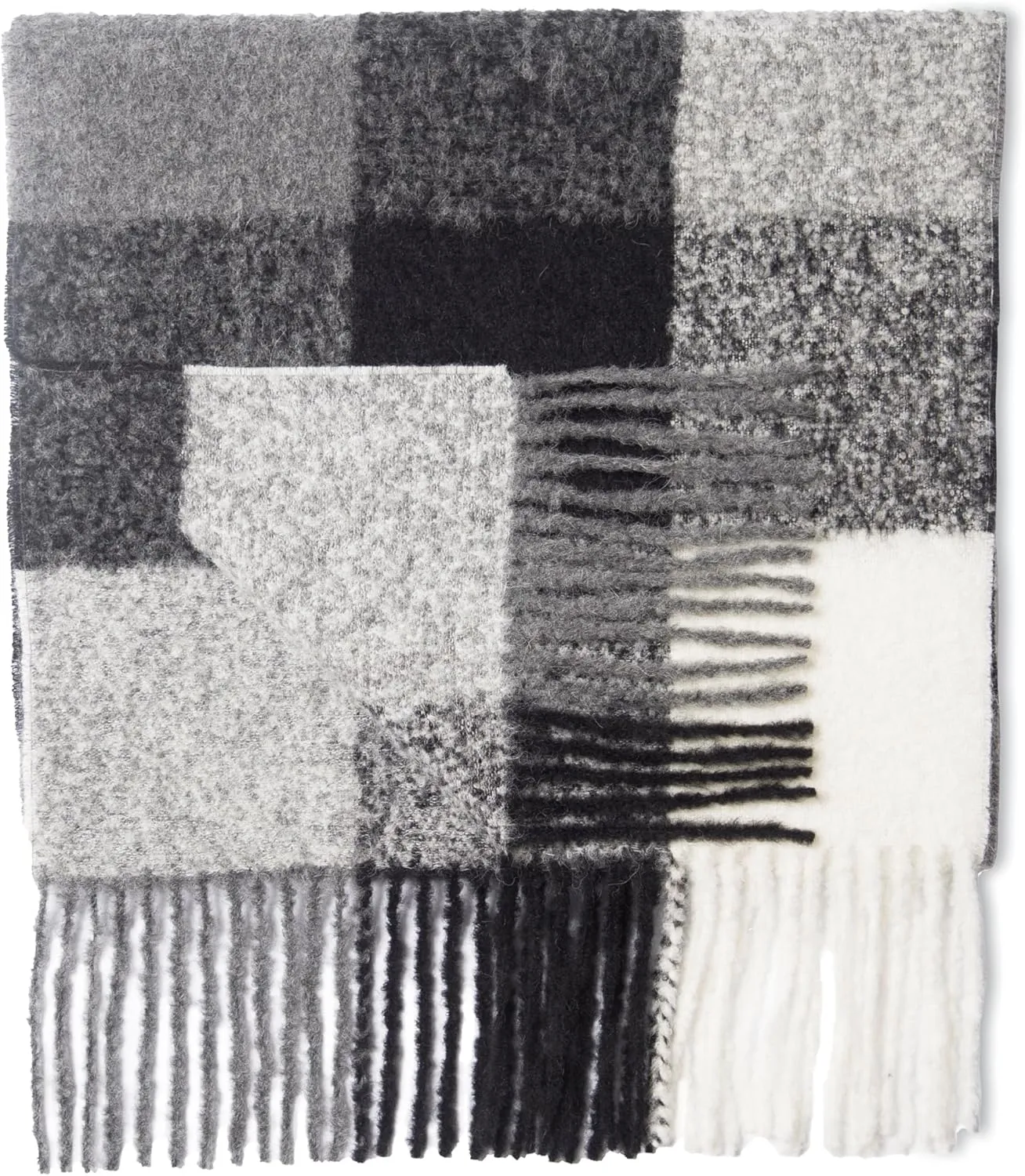 MISTI Oversized 79”x18” Alpaca & Wool Chunky Scarf for Him & Her | Soft, Warm, Resilient & Non-Pilling | Plaid Shawl & Wrap