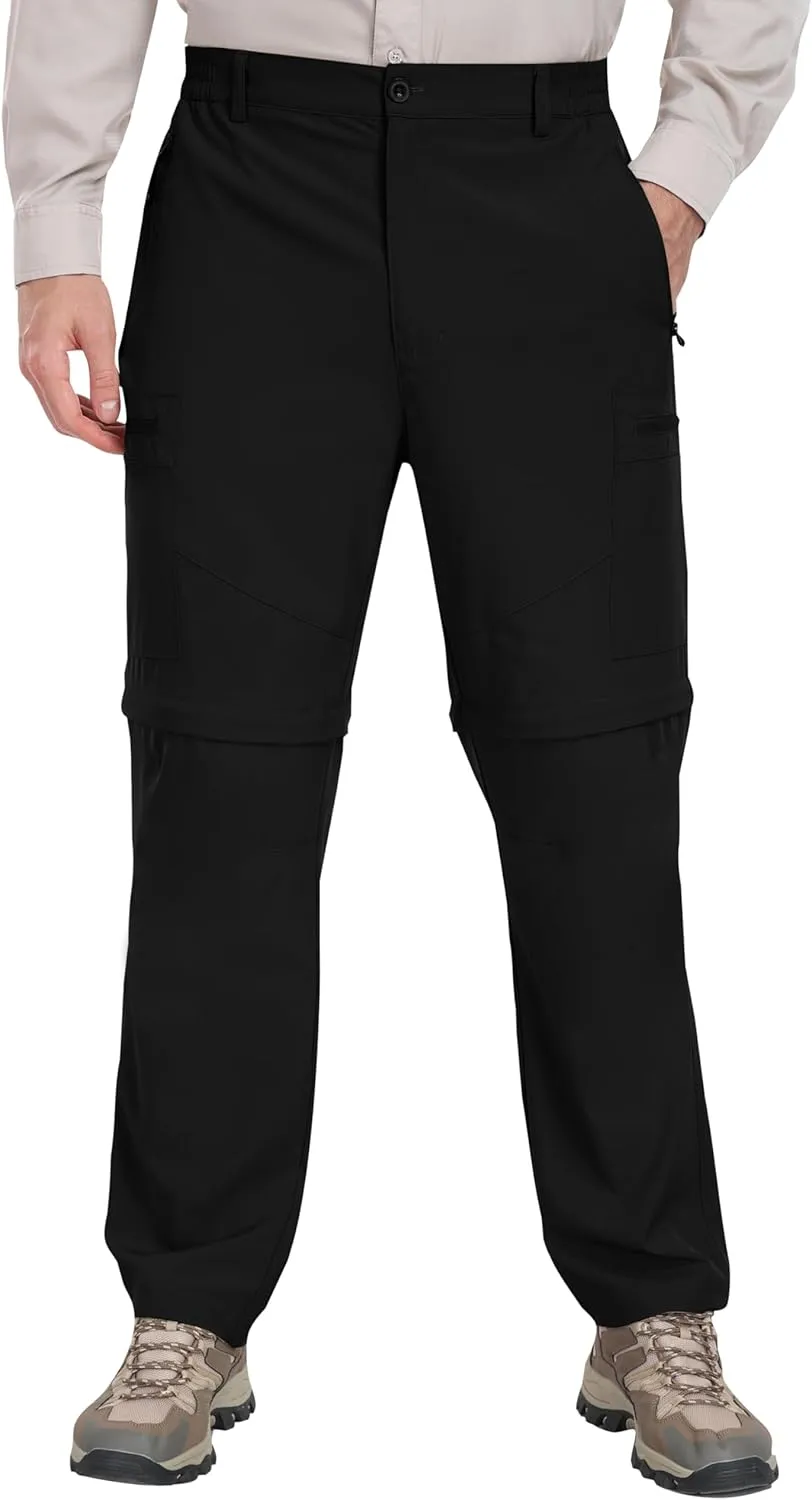 MoFiz Men's Hiking Pants Water Resistant Quick-Dry Lightweight Outdoor Sweatpants Convertible Zip Off Shorts 5-Zip Pockets