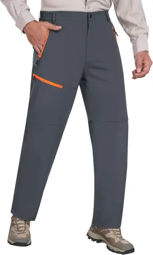 MoFiz Men's Hiking Pants Water Resistant Quick-Dry Lightweight Outdoor Sweatpants Convertible Zip Off Shorts 5-Zip Pockets