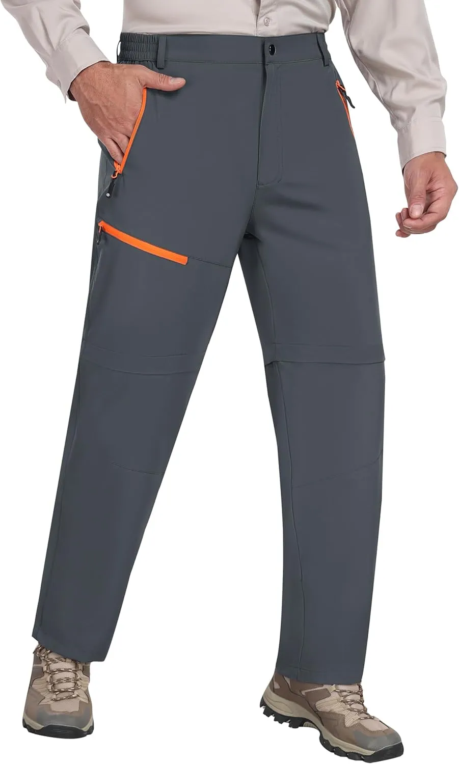 MoFiz Men's Hiking Pants Water Resistant Quick-Dry Lightweight Outdoor Sweatpants Convertible Zip Off Shorts 5-Zip Pockets