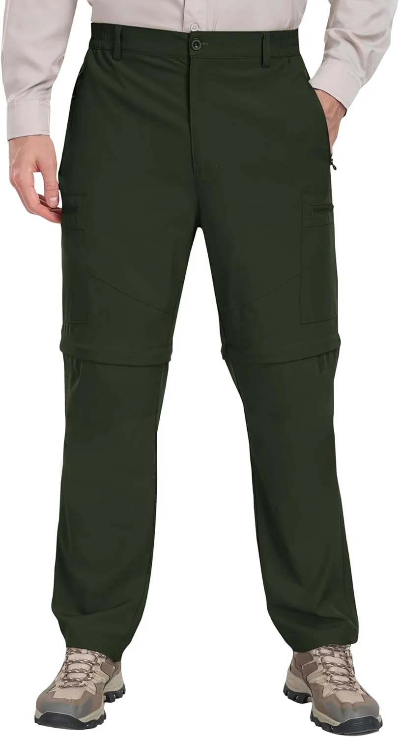 MoFiz Men's Hiking Pants Water Resistant Quick-Dry Lightweight Outdoor Sweatpants Convertible Zip Off Shorts 5-Zip Pockets