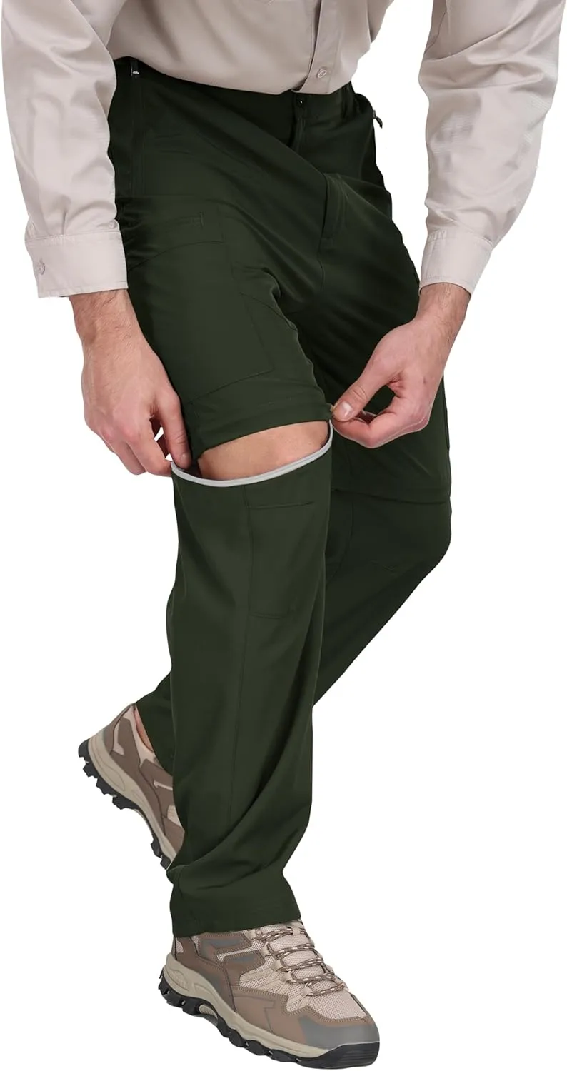 MoFiz Men's Hiking Pants Water Resistant Quick-Dry Lightweight Outdoor Sweatpants Convertible Zip Off Shorts 5-Zip Pockets