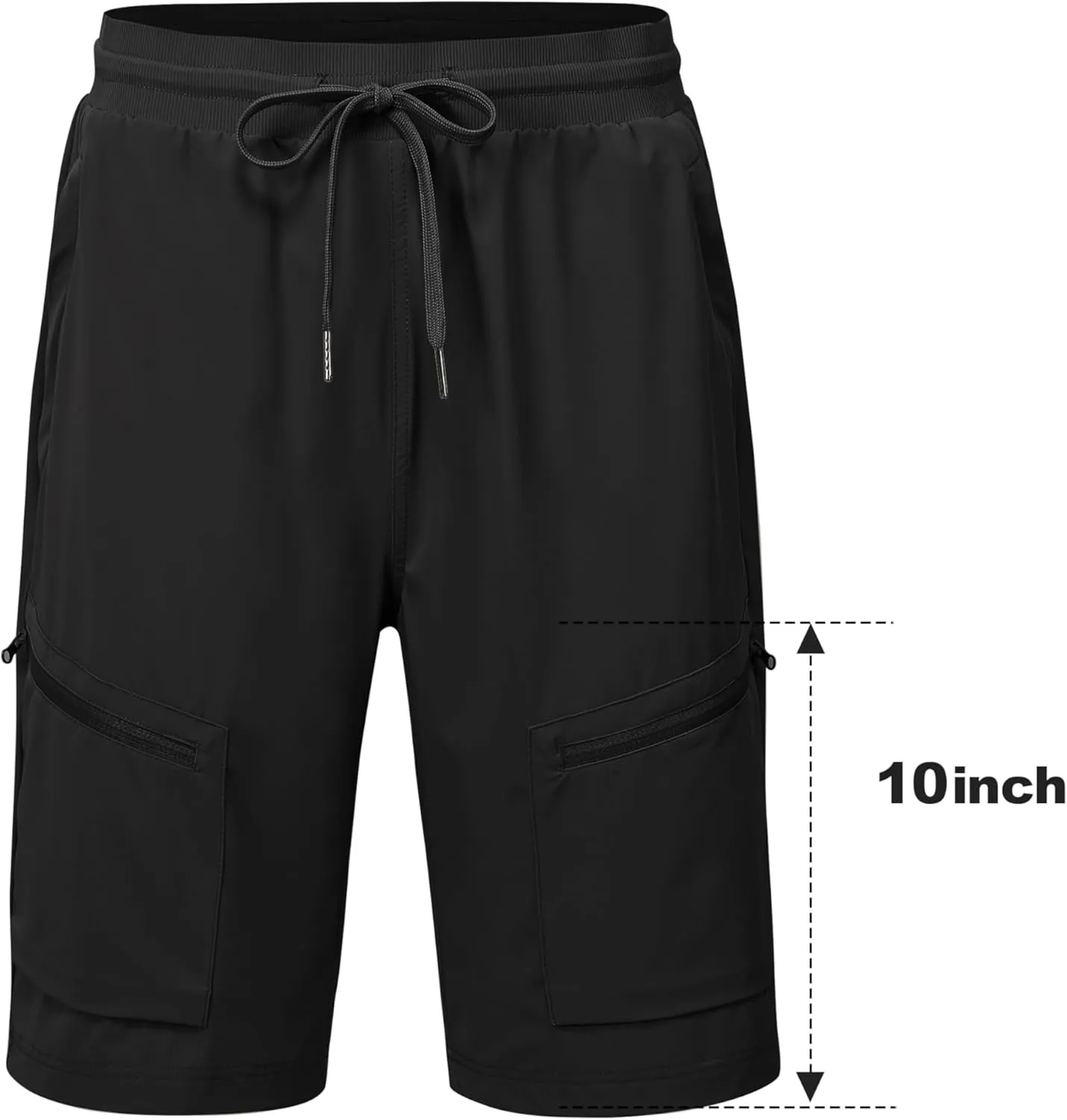 MoFiz Womens 10" Long Shorts for Women Knee Length Quick Dry Women Hiking Cargo Shorts Athletic Travel Golf with Zip Pockets