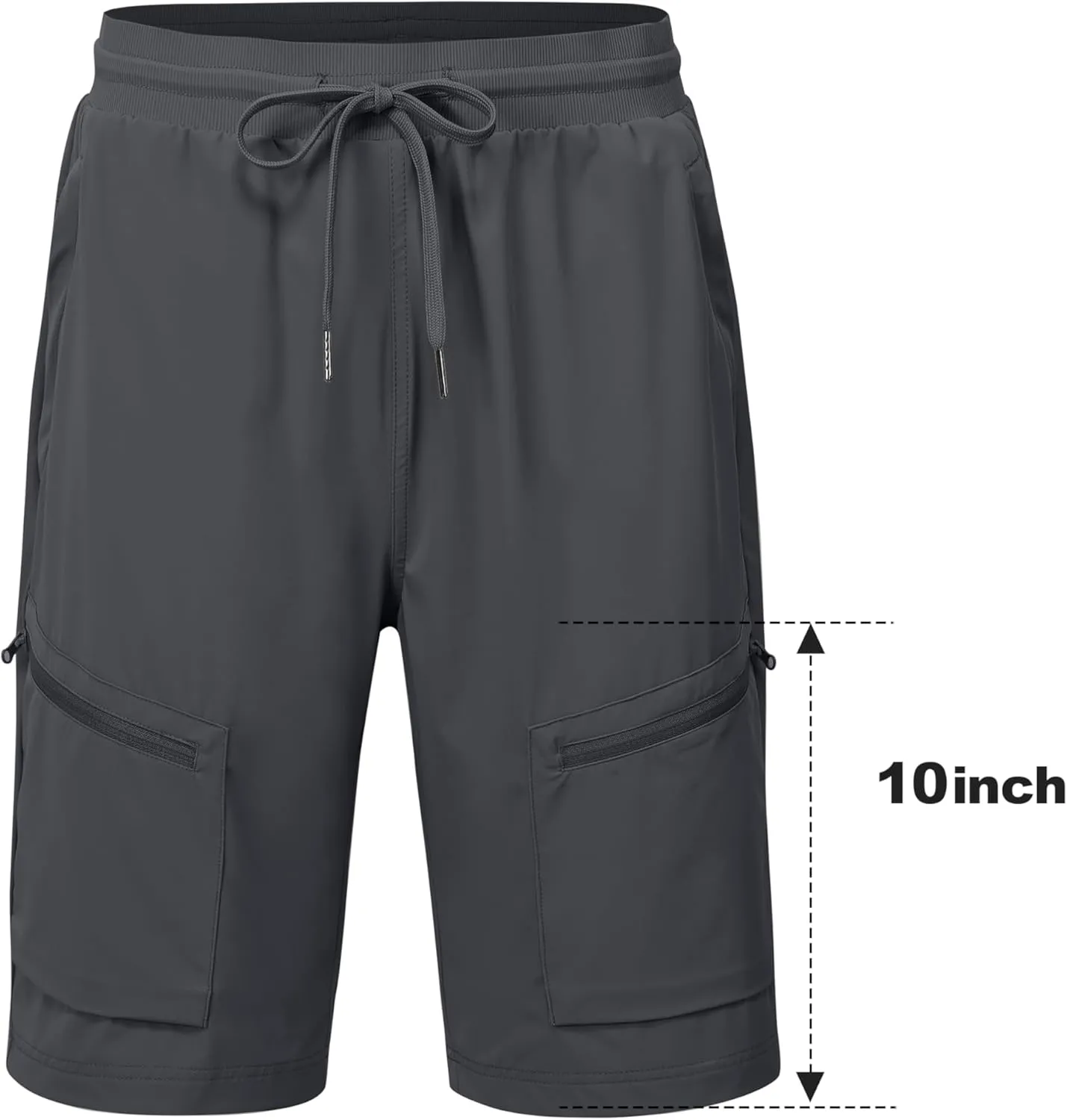 MoFiz Womens 10" Long Shorts for Women Knee Length Quick Dry Women Hiking Cargo Shorts Athletic Travel Golf with Zip Pockets