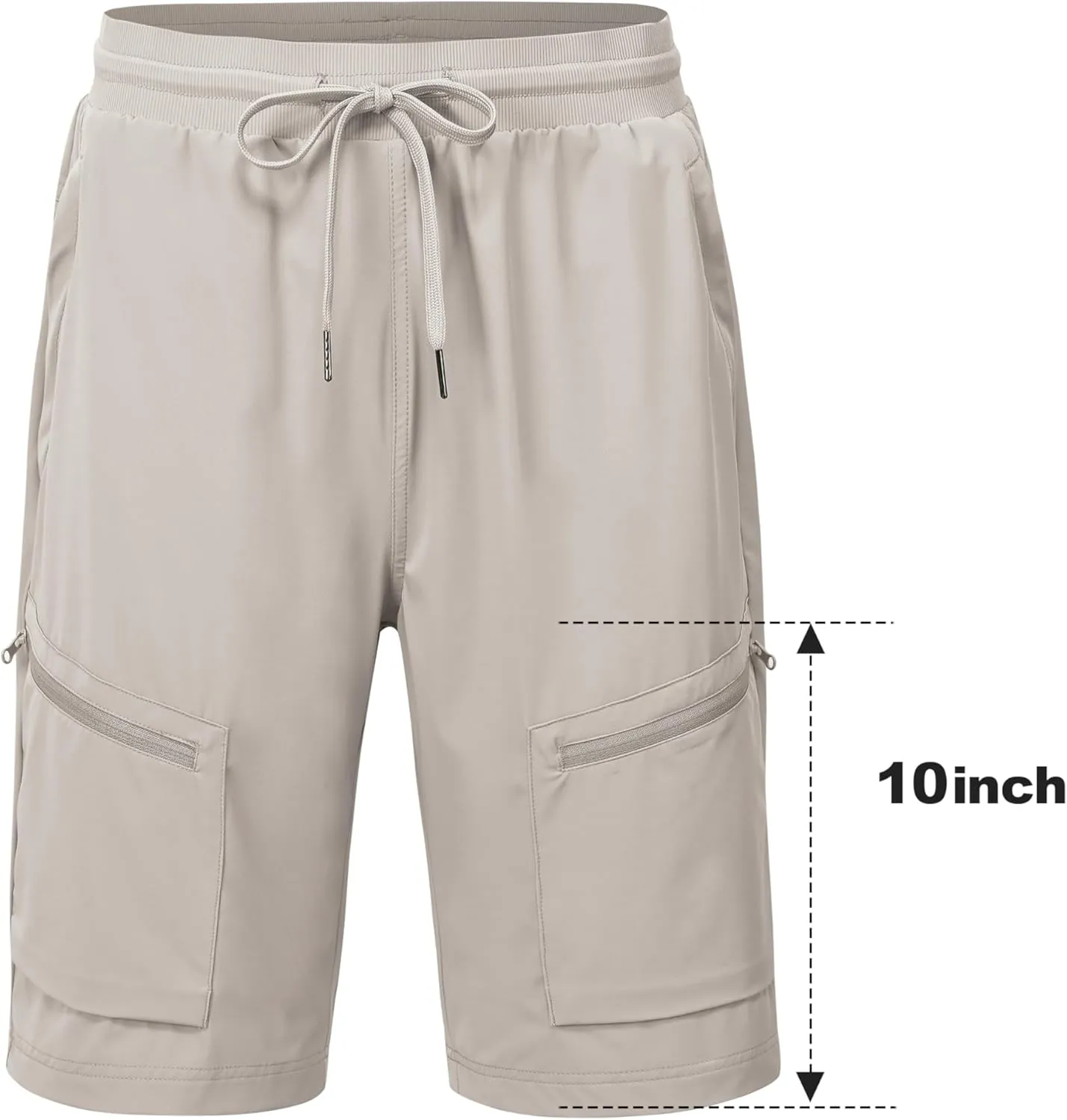 MoFiz Womens 10" Long Shorts for Women Knee Length Quick Dry Women Hiking Cargo Shorts Athletic Travel Golf with Zip Pockets