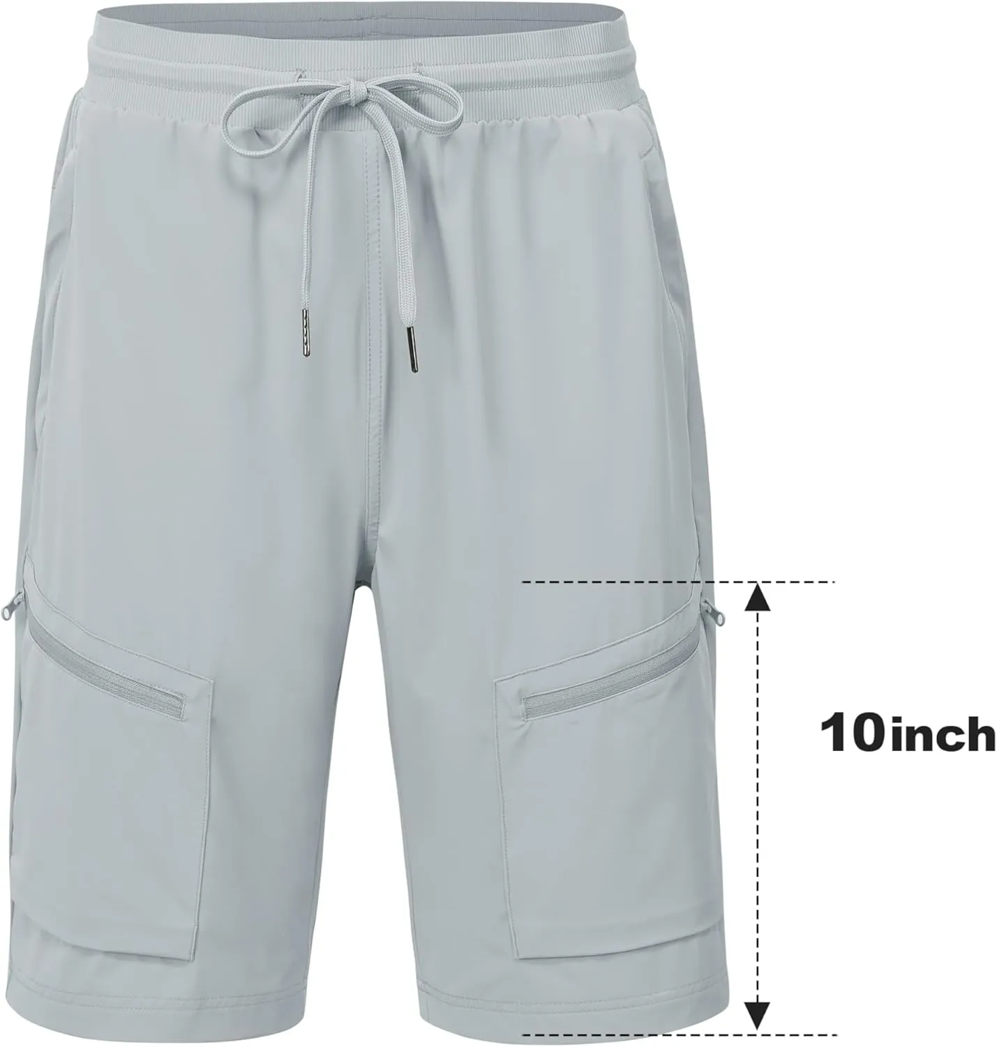 MoFiz Womens 10" Long Shorts for Women Knee Length Quick Dry Women Hiking Cargo Shorts Athletic Travel Golf with Zip Pockets