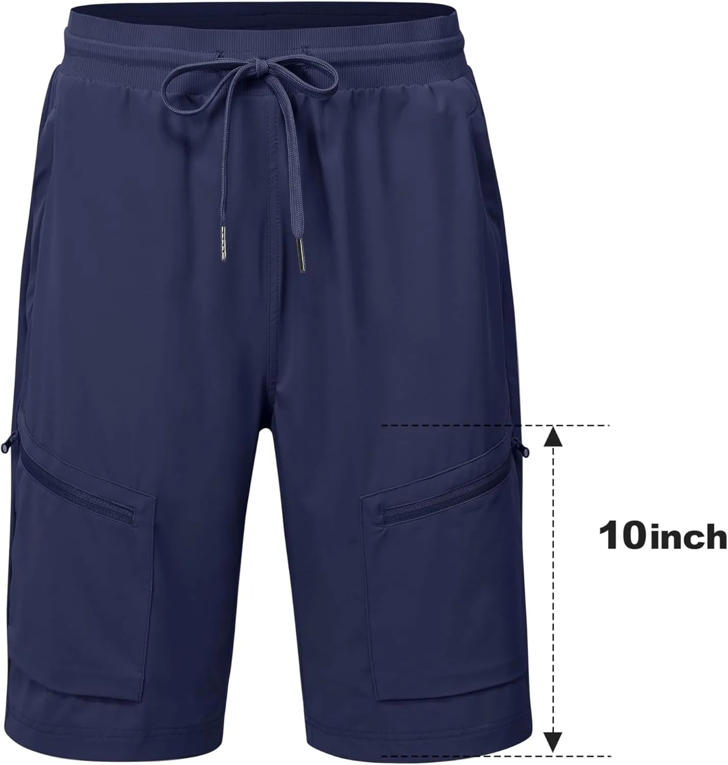 MoFiz Womens 10" Long Shorts for Women Knee Length Quick Dry Women Hiking Cargo Shorts Athletic Travel Golf with Zip Pockets