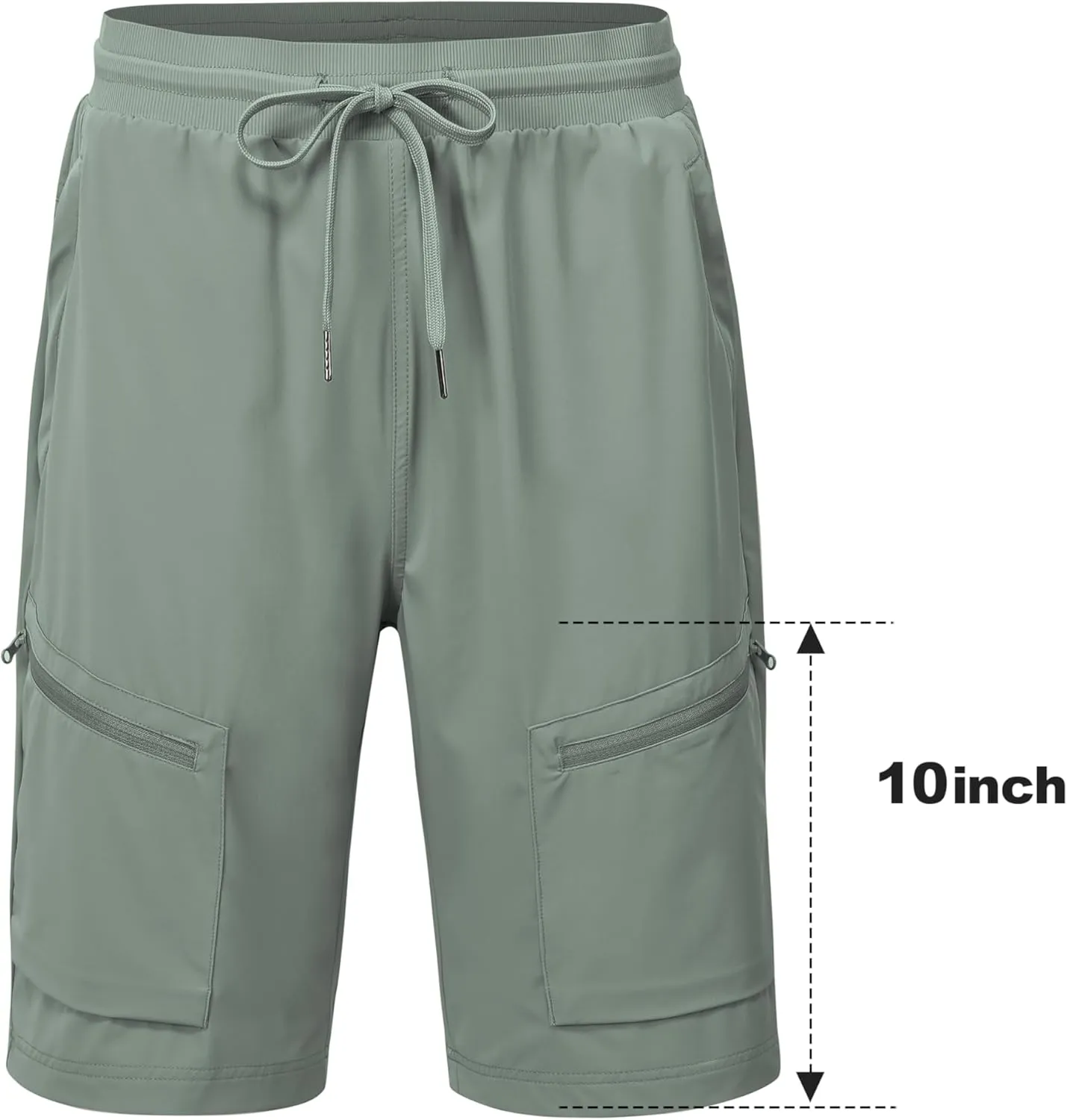 MoFiz Womens 10" Long Shorts for Women Knee Length Quick Dry Women Hiking Cargo Shorts Athletic Travel Golf with Zip Pockets