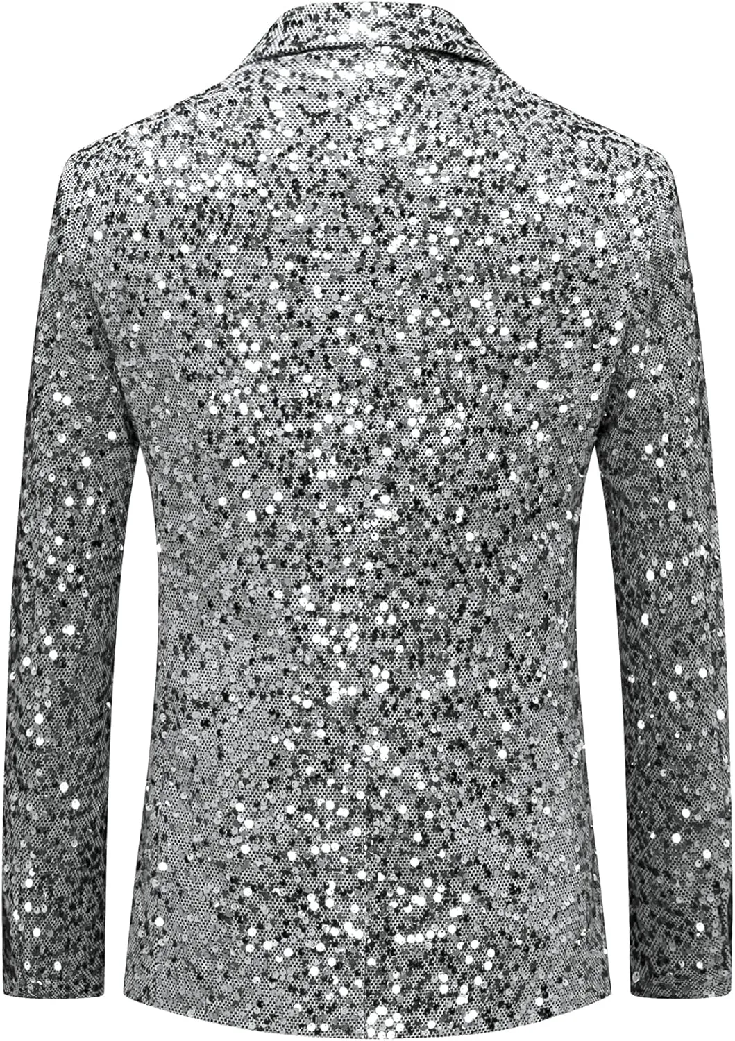 MOGU Mens Sequin Blazer Slim Fit Shiny Gold Silver Dress Suit Jacket Tuxedo Sport Coats for Prom Party Dinner