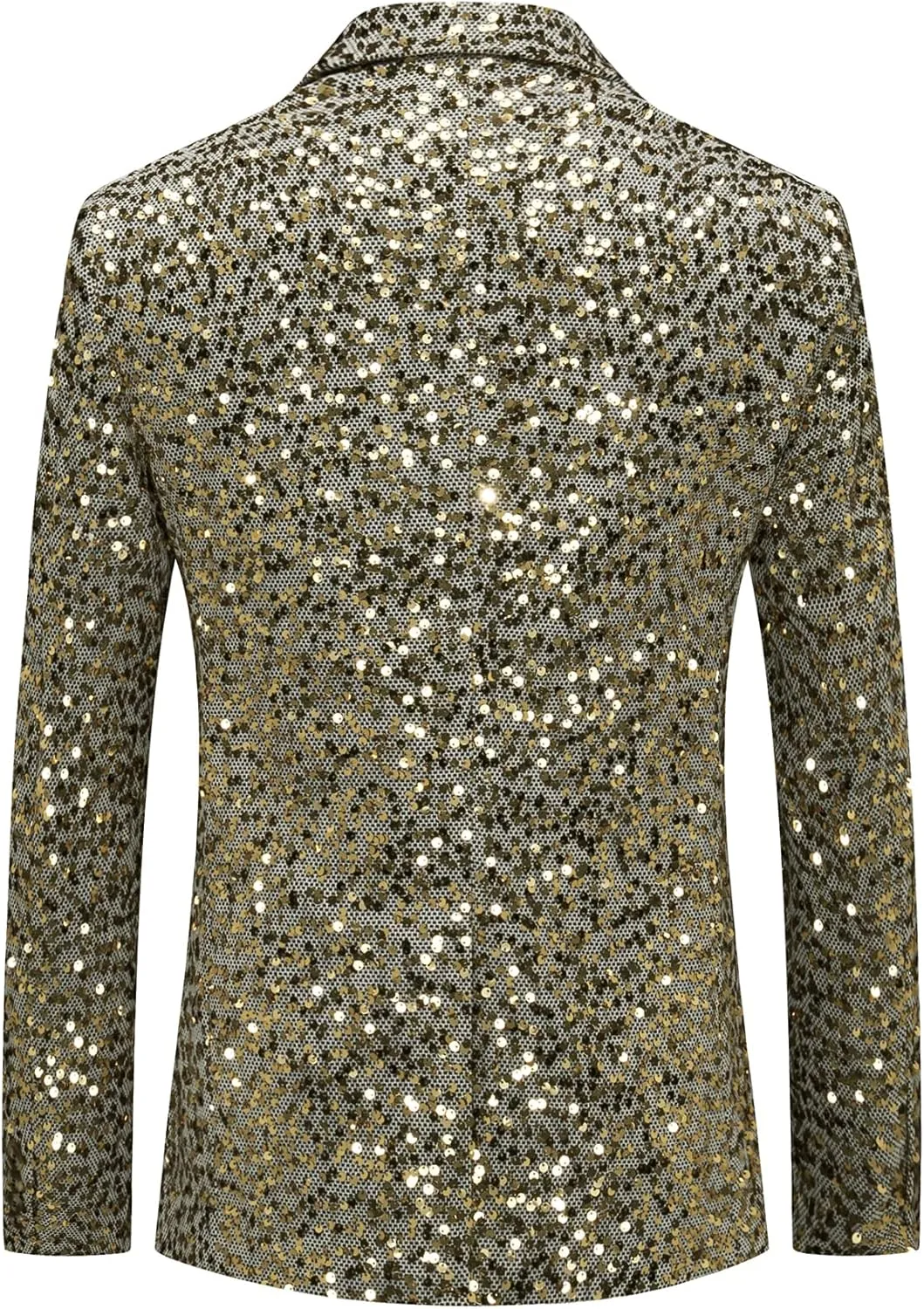 MOGU Mens Sequin Blazer Slim Fit Shiny Gold Silver Dress Suit Jacket Tuxedo Sport Coats for Prom Party Dinner