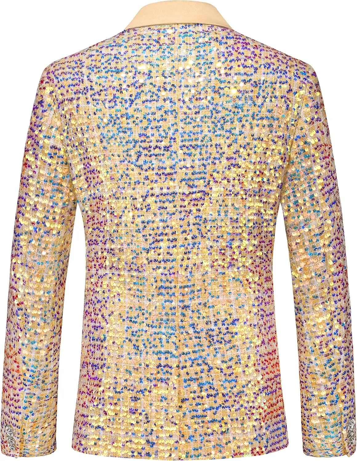 MOGU Mens Sequin Blazer Slim Fit Shiny Gold Silver Dress Suit Jacket Tuxedo Sport Coats for Prom Party Dinner