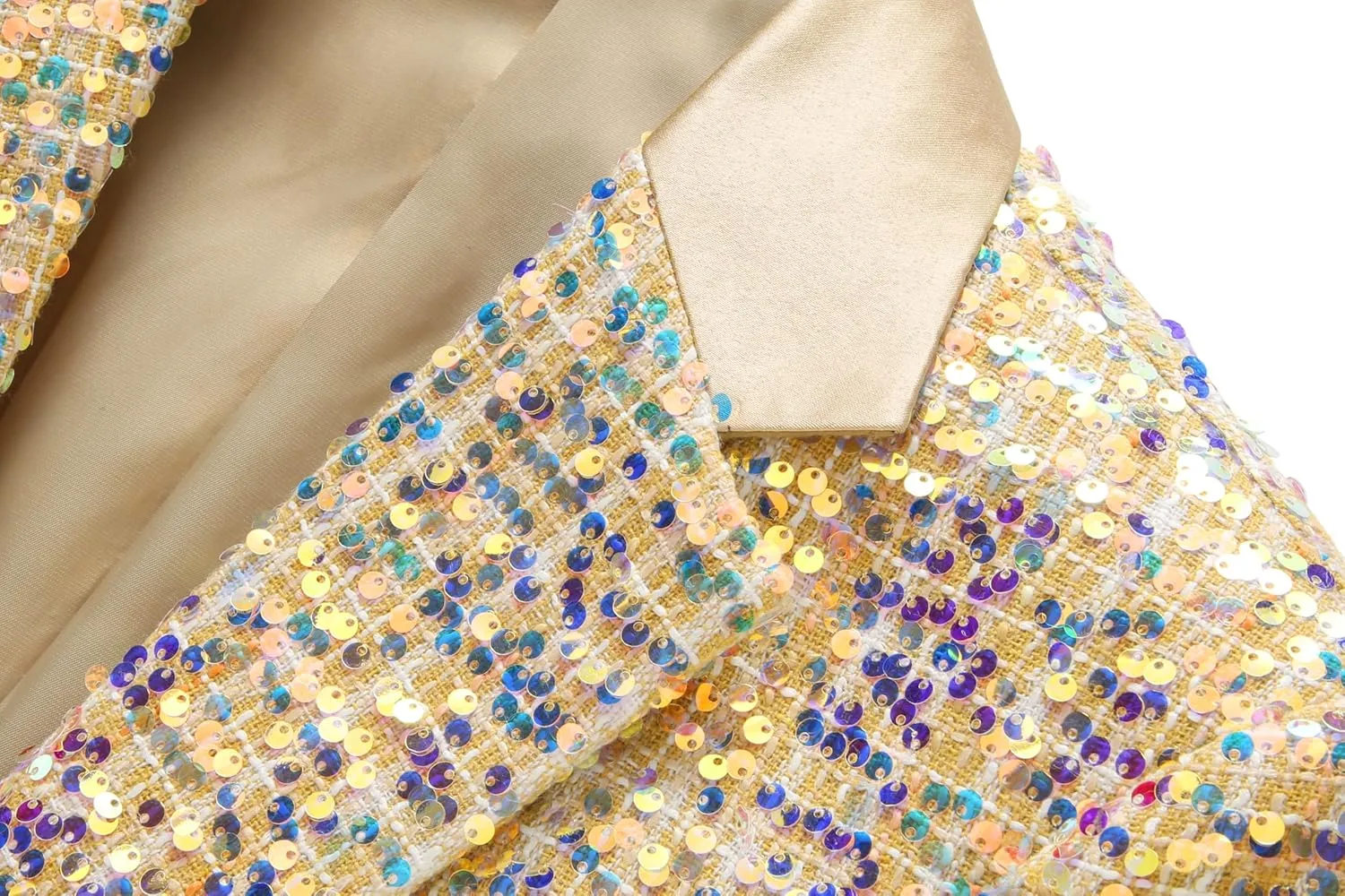 MOGU Mens Sequin Blazer Slim Fit Shiny Gold Silver Dress Suit Jacket Tuxedo Sport Coats for Prom Party Dinner
