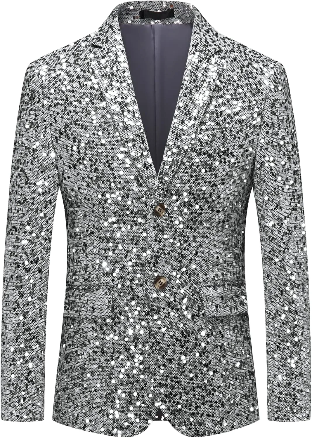 MOGU Mens Sequin Blazer Slim Fit Shiny Gold Silver Dress Suit Jacket Tuxedo Sport Coats for Prom Party Dinner