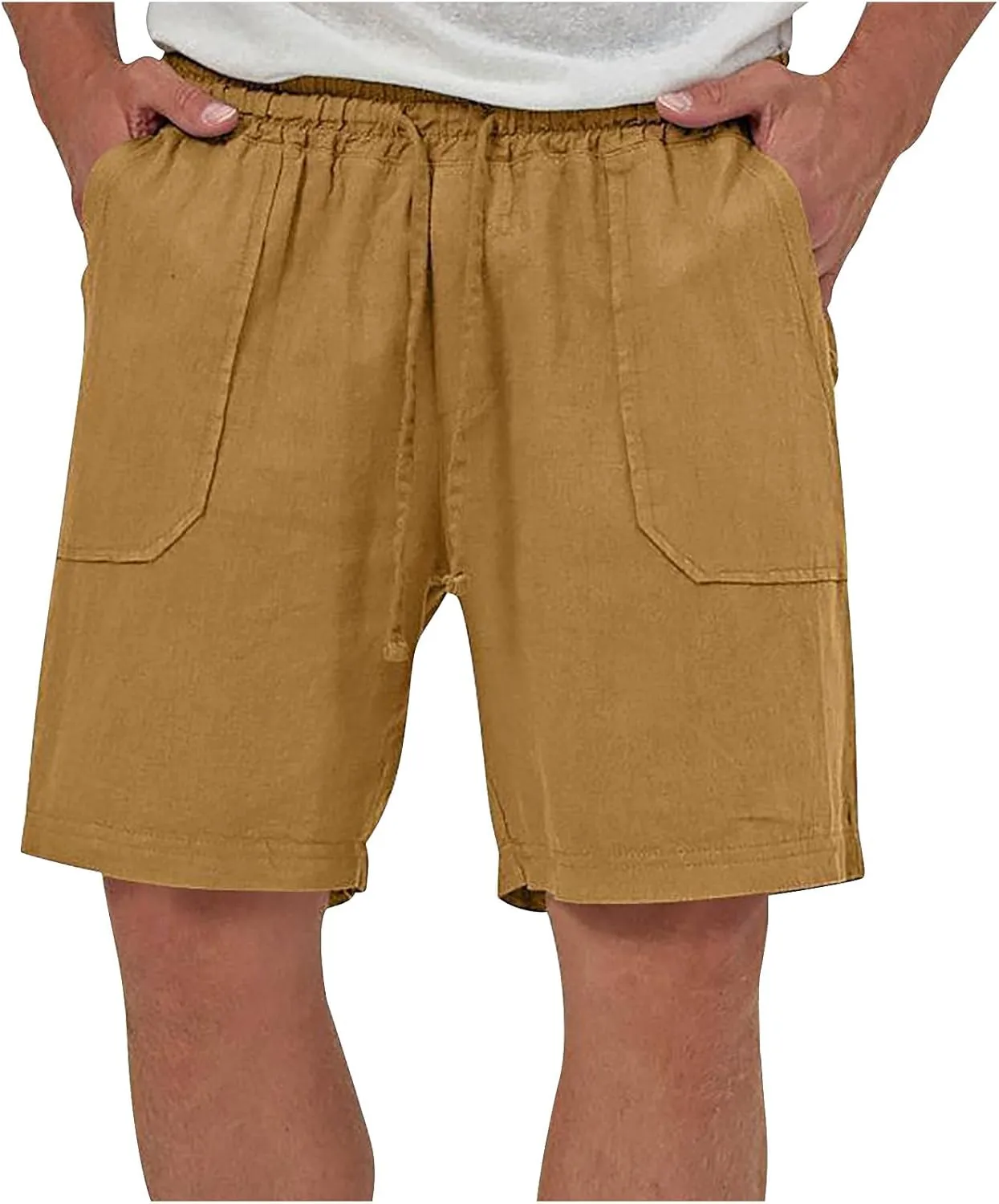 Muscularfit Cargo Shorts for Men Relaxed Fit Shorts with Pockets Summer Fashion Linen Cotton Shorts Stretch Athletic Shorts