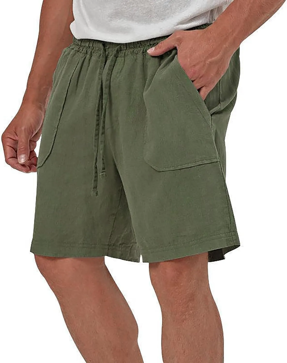 Muscularfit Cargo Shorts for Men Relaxed Fit Shorts with Pockets Summer Fashion Linen Cotton Shorts Stretch Athletic Shorts