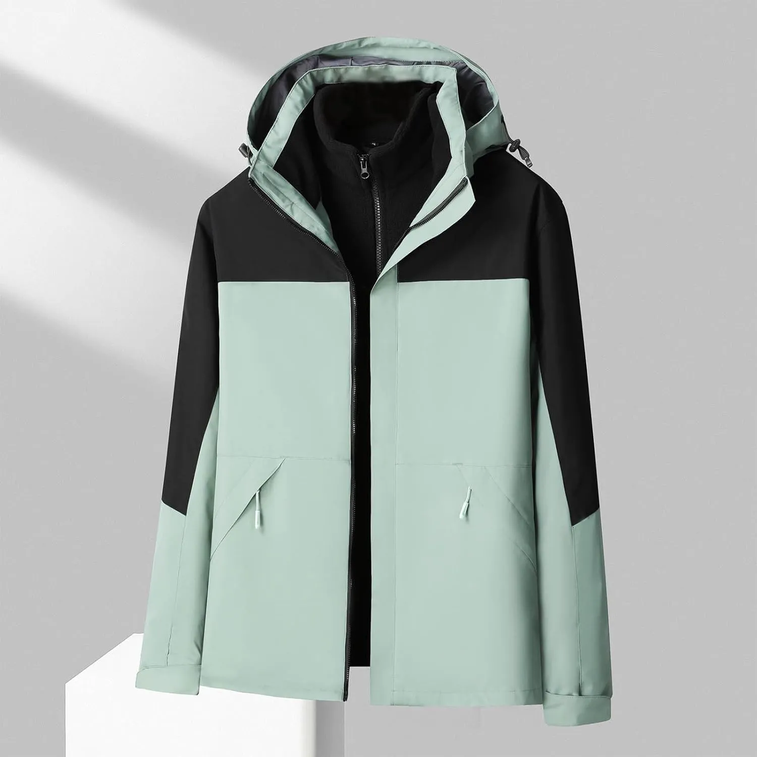 Muscularfit Men's Lightweight Waterproof Hooded Rain Jacket Breathable Raincoat Shell Jacket Outdoor Fashion Mountain Hiking