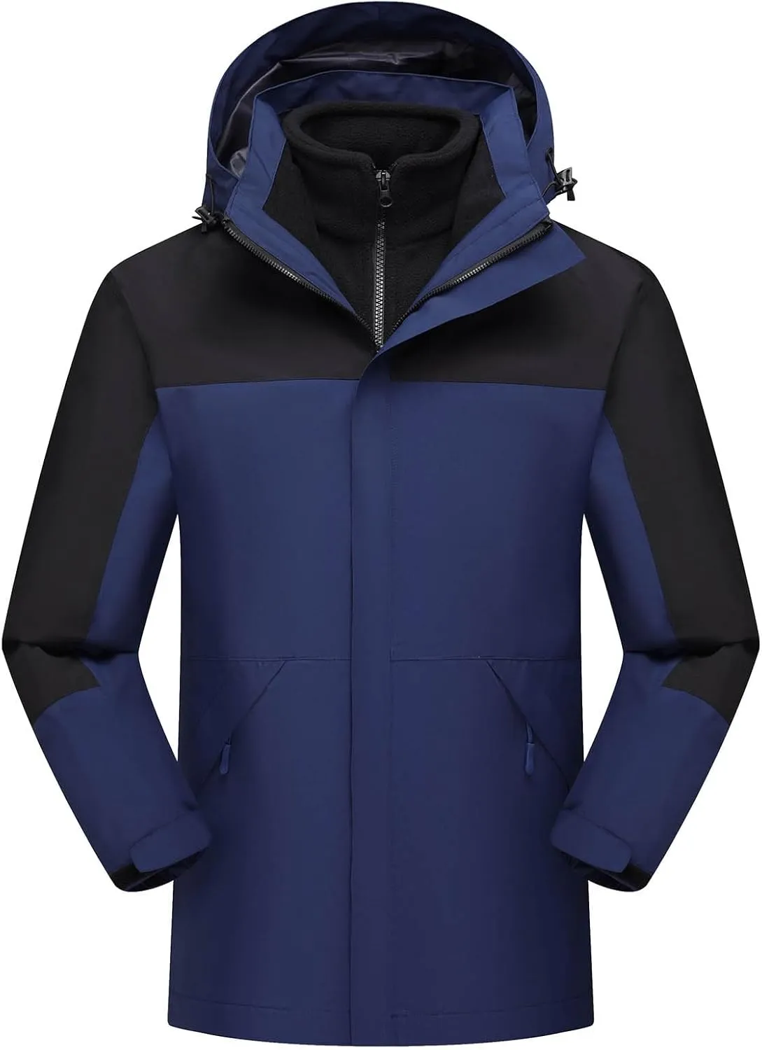 Muscularfit Men's Lightweight Waterproof Hooded Rain Jacket Breathable Raincoat Shell Jacket Outdoor Fashion Mountain Hiking