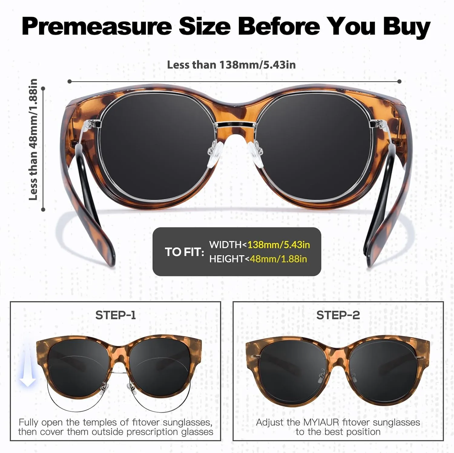 Myiaur Polarized Fit Over Glasses Sunglasses for Women, Trendy Wear Over Glasses for Driving with UV400 Protection