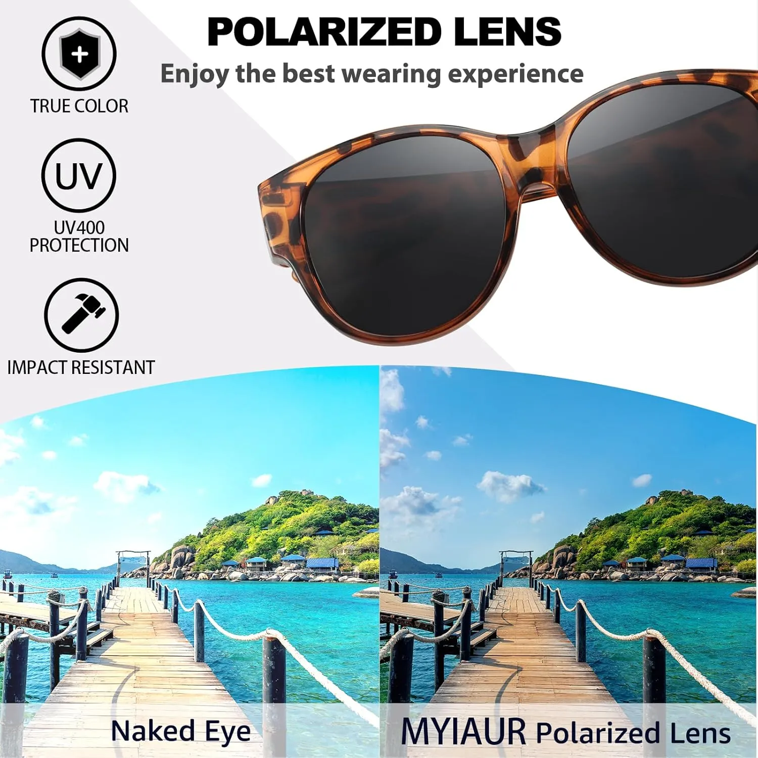 Myiaur Polarized Fit Over Glasses Sunglasses for Women, Trendy Wear Over Glasses for Driving with UV400 Protection