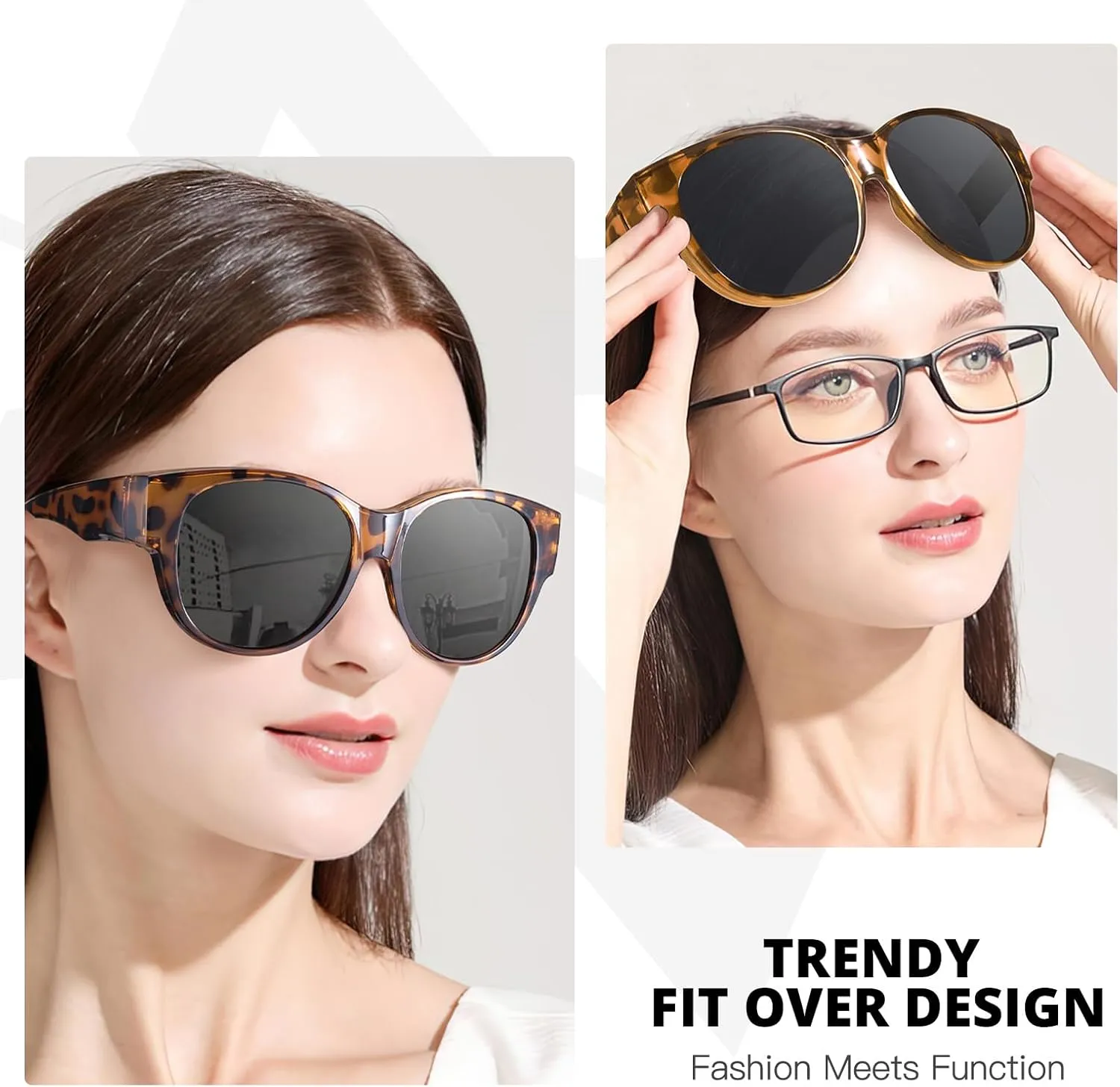 Myiaur Polarized Fit Over Glasses Sunglasses for Women, Trendy Wear Over Glasses for Driving with UV400 Protection