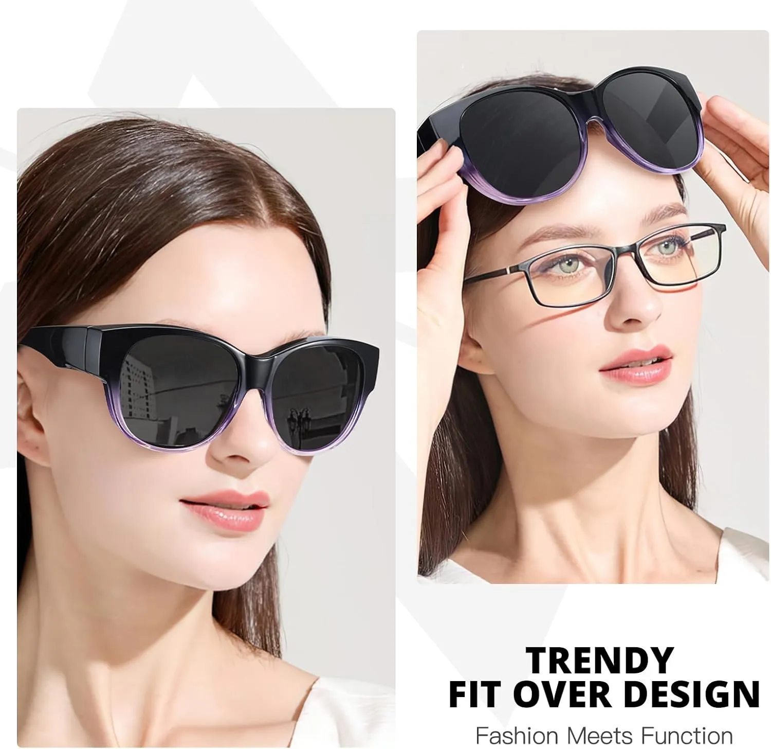 Myiaur Polarized Fit Over Glasses Sunglasses for Women, Trendy Wear Over Glasses for Driving with UV400 Protection