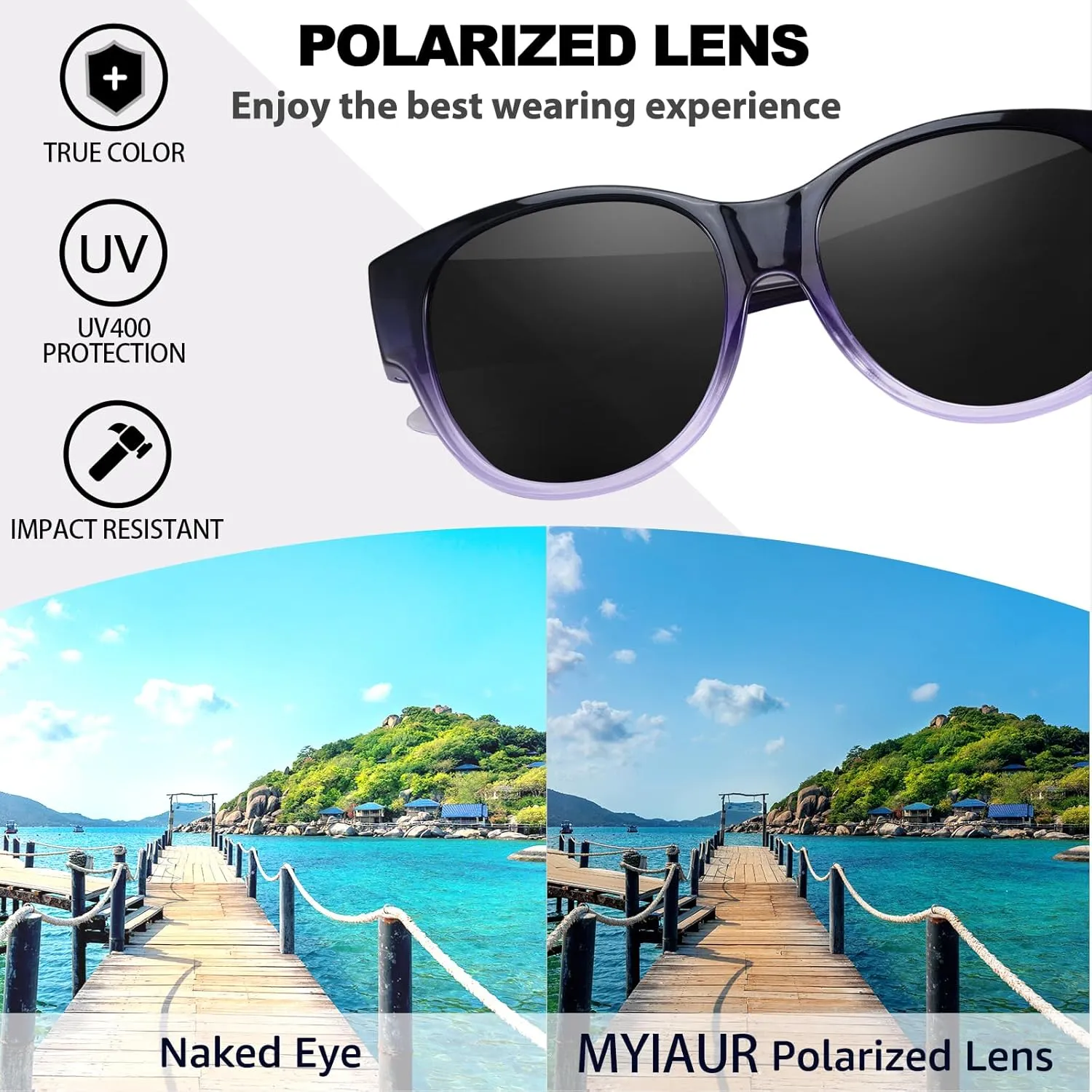 Myiaur Polarized Fit Over Glasses Sunglasses for Women, Trendy Wear Over Glasses for Driving with UV400 Protection