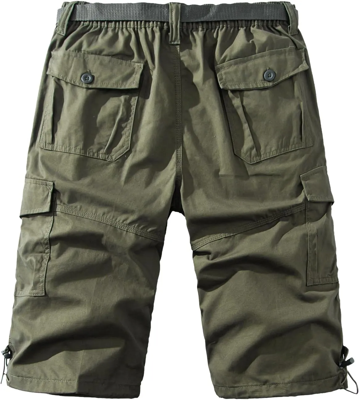 Mylldey Men's Cargo Shorts 3/4 Relaxed Fit Mens Running Shorts 7 Pockets Elastic Waist Cotton Hiking Shorts