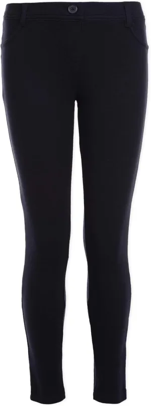 Nautica Girls' School Uniform Interlock Skinny Leg Jegging, Elasticized Waistband with Faux Button Closure, Stretch Material