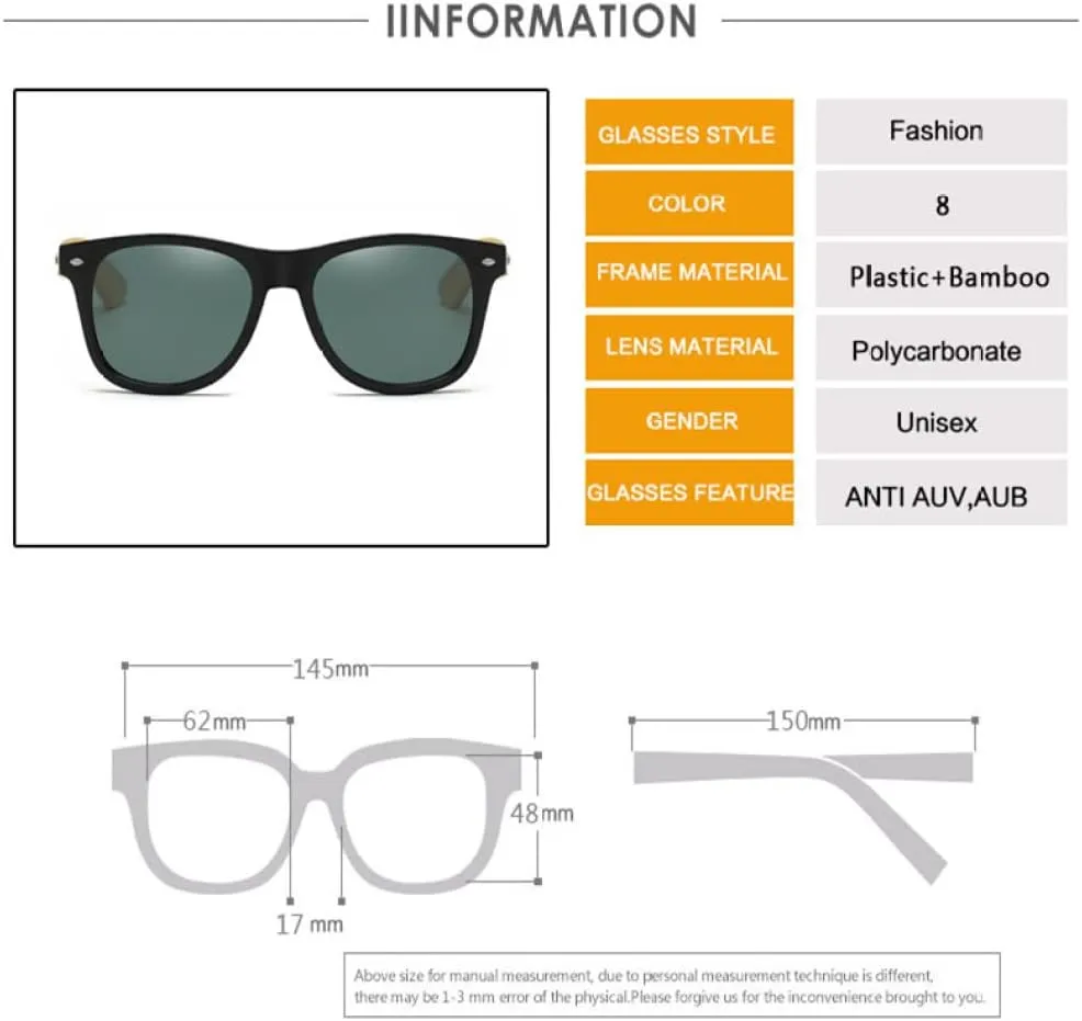 New 2025 Classic Bamboo Wood Polarized Sunglasses Men Women Coating Mirror Sun Glasses Retro Glasses UV400