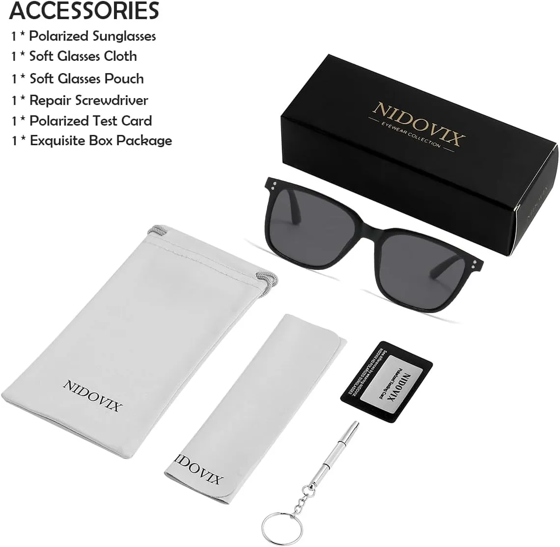 NIDOVIX Polarized Square Sunglasses for Women Men Vintage Fashion Classic Square Sun Glasses UV400 Protection Shades