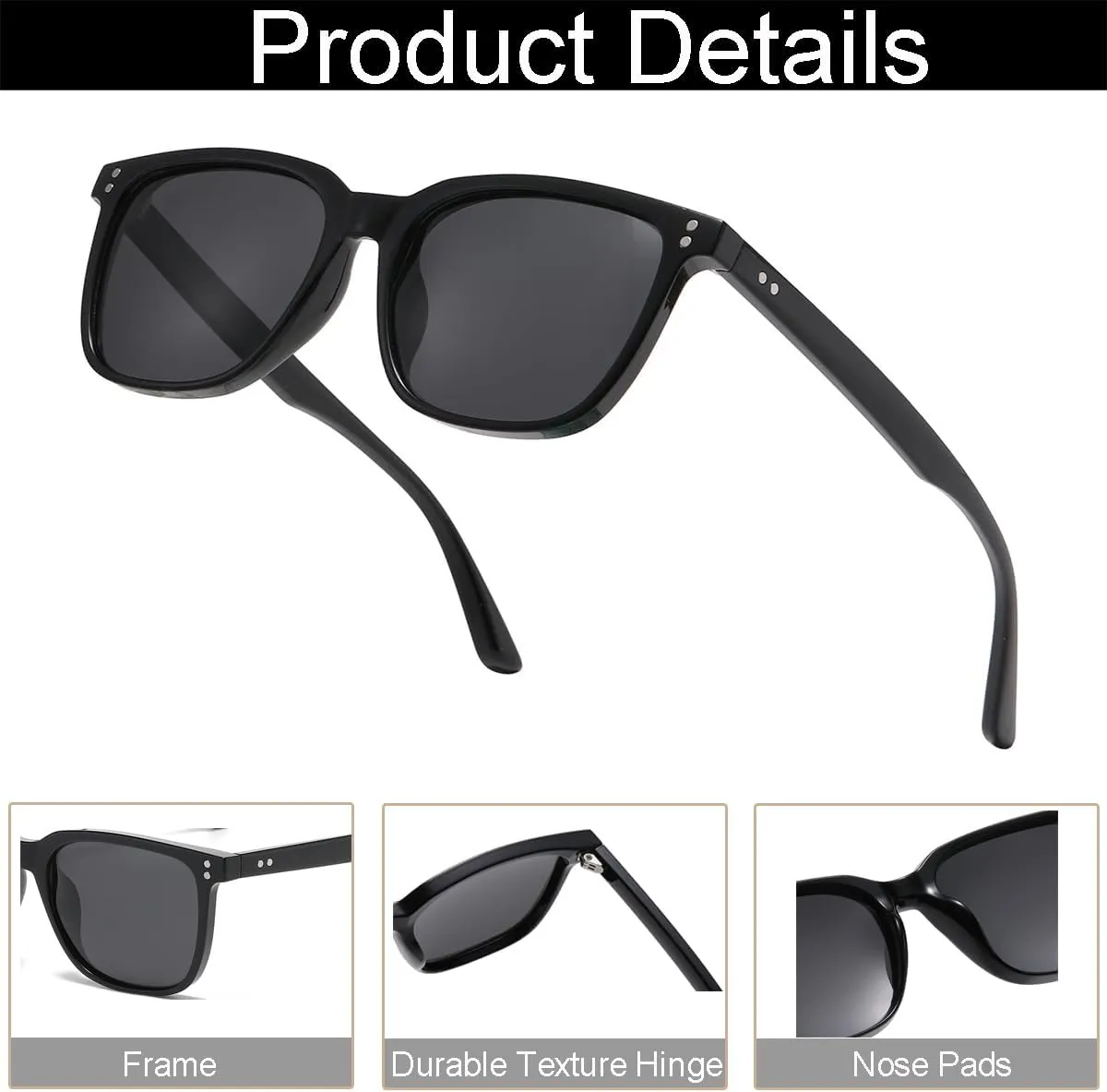 NIDOVIX Polarized Square Sunglasses for Women Men Vintage Fashion Classic Square Sun Glasses UV400 Protection Shades
