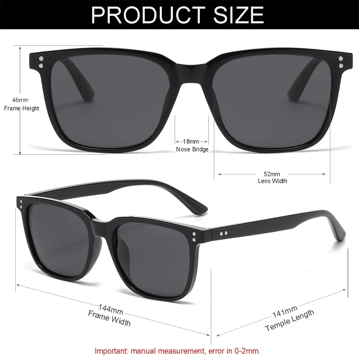 NIDOVIX Polarized Square Sunglasses for Women Men Vintage Fashion Classic Square Sun Glasses UV400 Protection Shades
