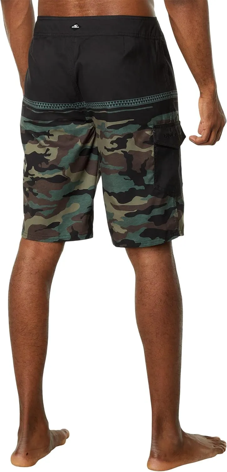 O'NEILL Men's 21 Inch Geo Print Boardshorts - Water Resistant Swim Trunks for Men with Quick Dry Stretch Fabric and Pockets