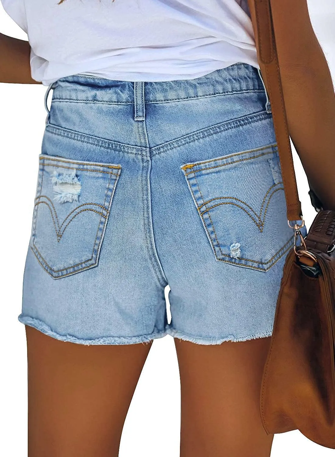 onlypuff Women's Denim Jean Short Ripped High Waist Cut Off